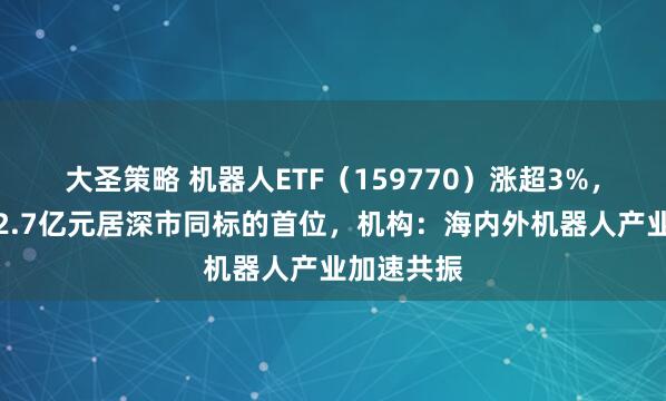 大圣策略 机器人ETF（159770）涨超3%，成交额超2.7亿元居深市同标的首位，机构：海内外机器人产业加速共振