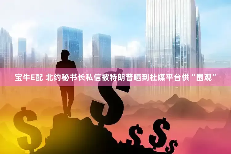宝牛E配 北约秘书长私信被特朗普晒到社媒平台供“围观”