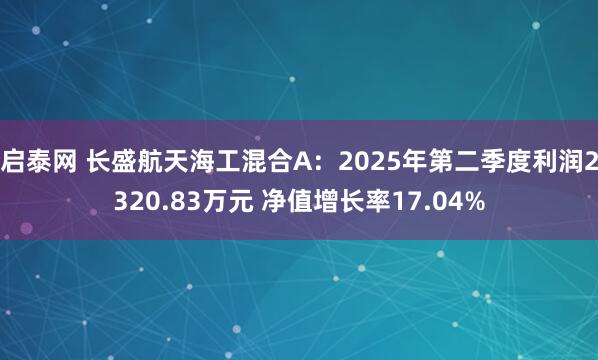 启泰网 长盛航天海工混合A：2025年第二季度利润2320.83万元 净值增长率17.04%