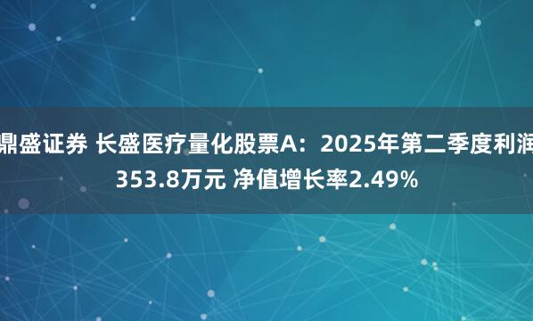 鼎盛证券 长盛医疗量化股票A：2025年第二季度利润353.8万元 净值增长率2.49%